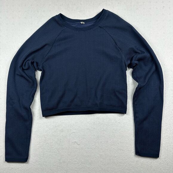 OFFLINE by Aerie Tops - Aerie OFFLINE Cropped Long Sleeve Top Blue Waffle Knit Women’s Medium